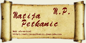 Matija Petkanić vizit kartica